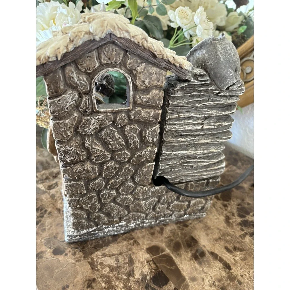 Rare Jesus Mary Joseph Nativity Water Fountain Manger Bethlehem Christian Sheep